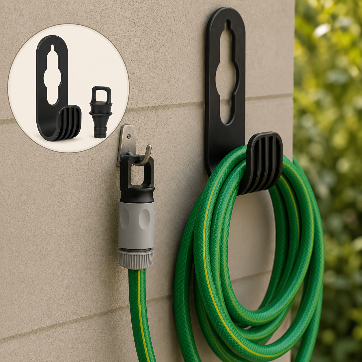 1set Garden Hose Storage Kit with Gardena Hose End Cap, Wall-Mounted Hose Holder & Hook-Style Dustproof Seal, for Winter Storage And Garage Organization, Preventing Dust, Insects, And Debris from Entering The Hose, Keeping It Clean And Ready for Use