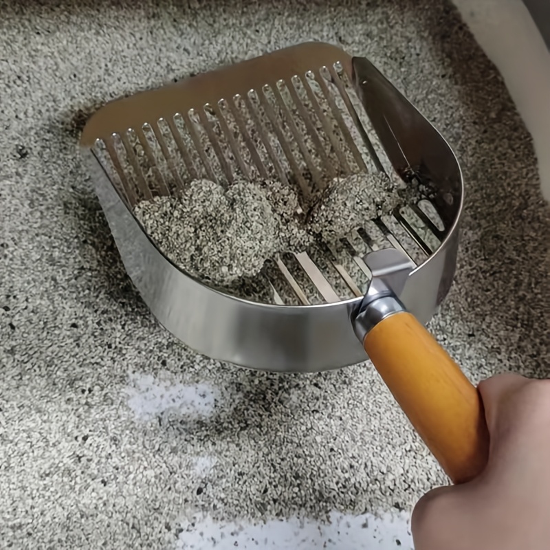 

A Beautiful Stainless Steel Pet Poop Shovel - A Tool For Dogs And Cats, And Sturdy, With Of Holes, A Practical Tool Suitable For Most Cat Litter, Rationally , With A Hook For Of Containers