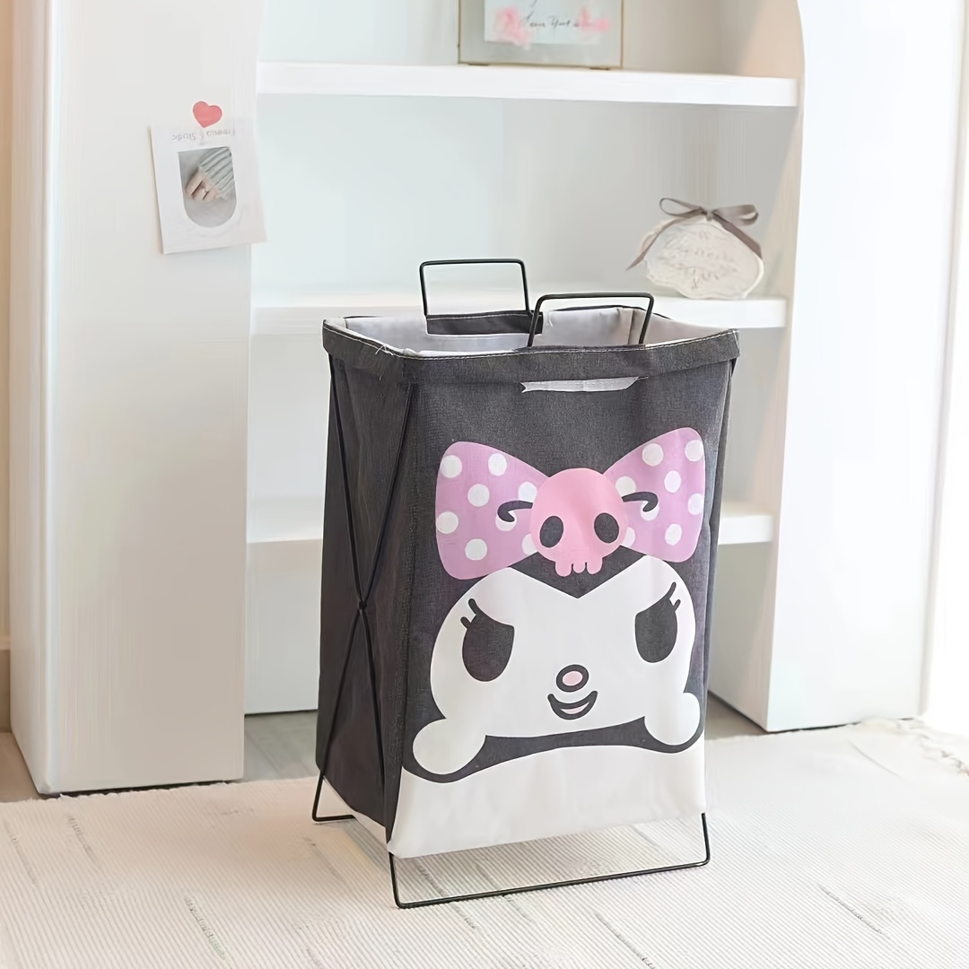 Sanrio Series Cute Cartoon Home Storage Basket, Portable Foldable Laundry Hamper, Kuromi Toy Organizer