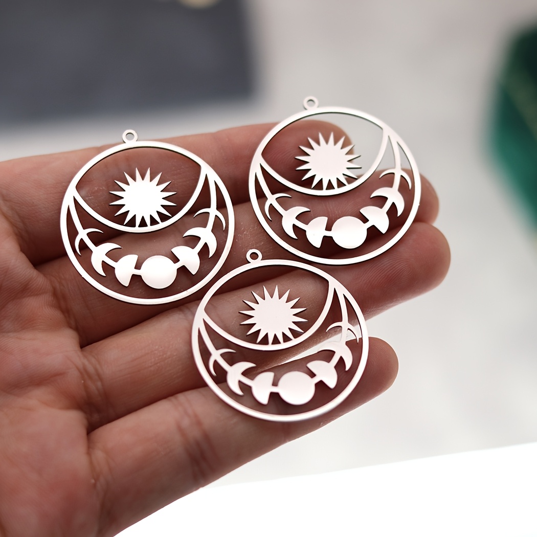 

3pcs Sun Stainless Steel Pendant Charms For Jewelry Making Diy Craft Earrings Necklace Women Findings Accessory