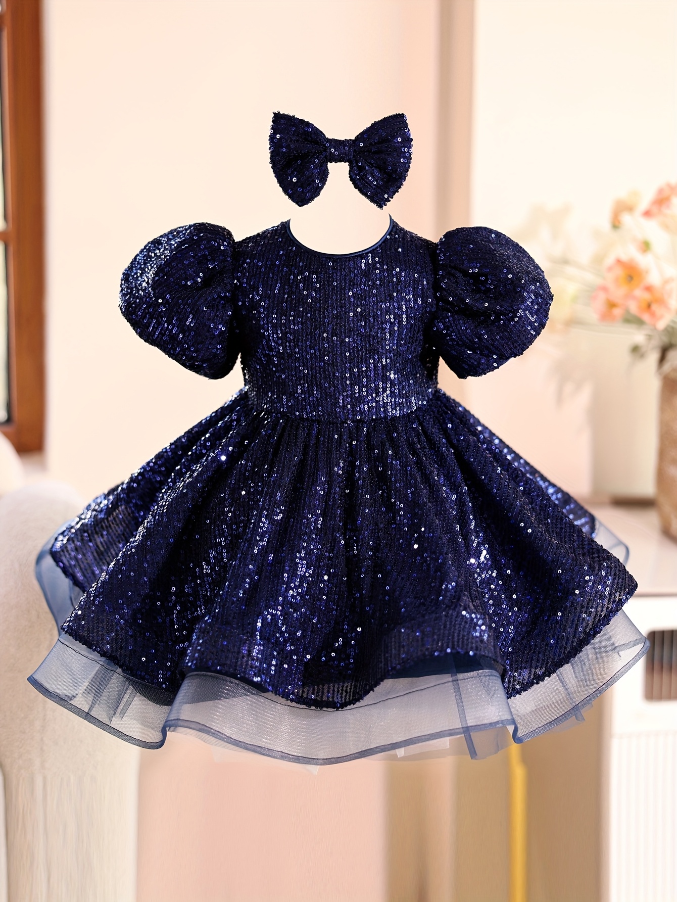 backless day dress Mama Luma Girls Polka Bow Dress in Blue main image 0