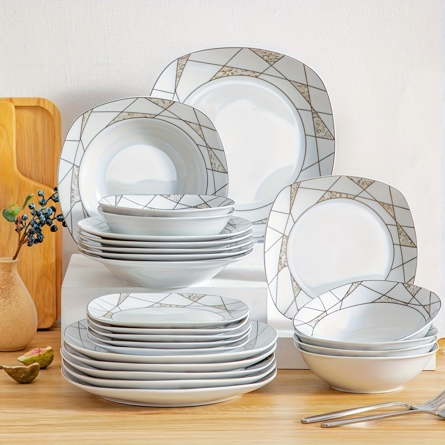 Dinner Set Irregular Patterns Porcelain Plates And Bowls Set