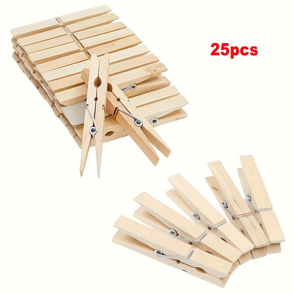 Image of 25pcs Set Of Large Natural Wood Clothespins, 7.2cm X 0.9cm, Suitable For Drying Clothes, Diy Mini Photo Clips, Etc, Clothes Pins