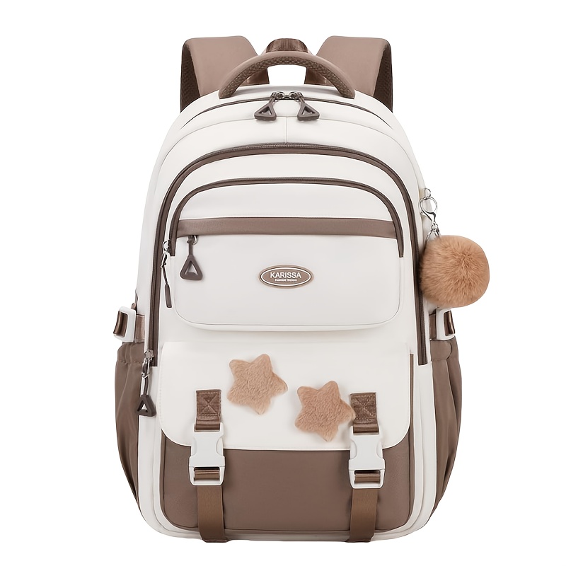1pc Backpack, Casual Large School Bag, Lightweight School Backpack With Pendant And Star Badge, Ideal For Back To School, Birthdays Or Christmas Gift