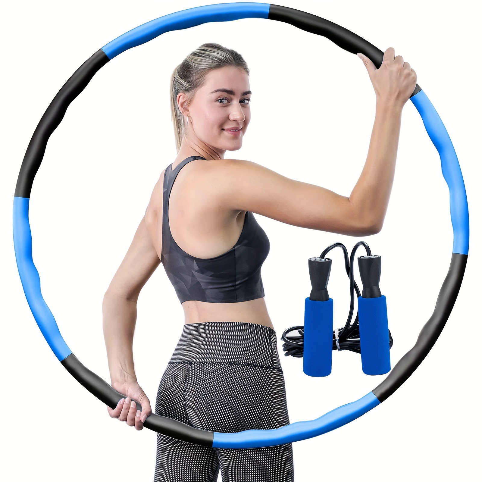 

1pc Fitness Ring With 1pc Skipping Rope, 8 Sections Detachable Exercise Hoop, Suitable For Fitness Training