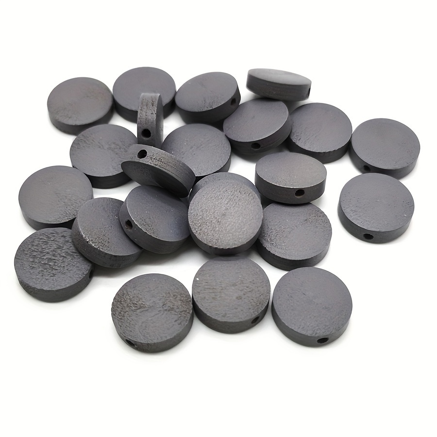 20pcs Flat Round Wooden Beads for DIY Jewellery Making