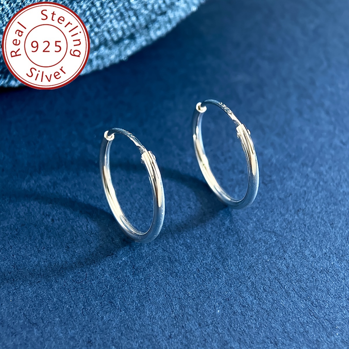 TEMU 1 Pair Minimalist 14mm/40mm Hoop Earrings For Women S925 Sterling Silvery Casual Fine Ladies Jewelry Gift