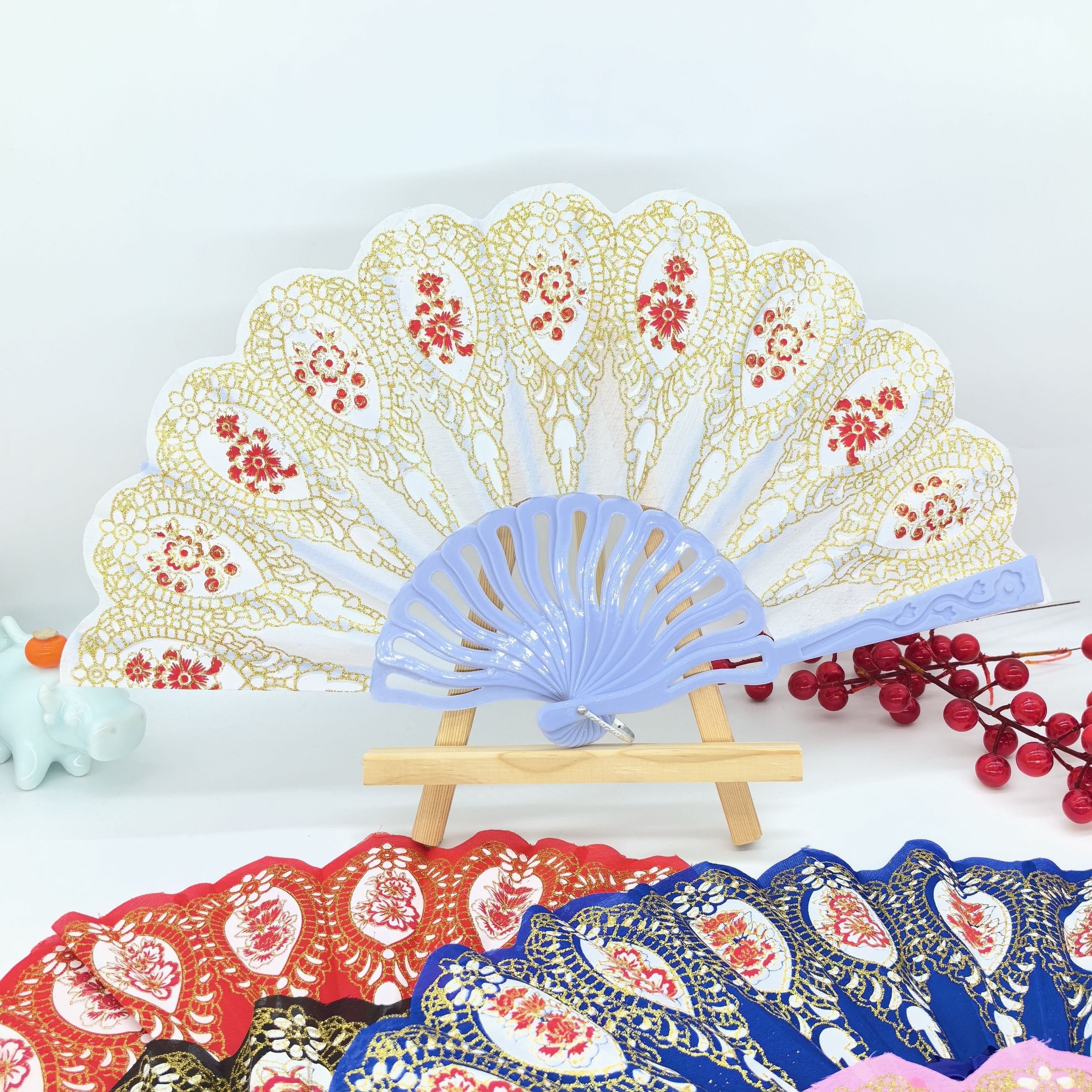 12pcs/6pcs/3pcs Classical European Single Flower Ladies Carved Folding Summer Dance Performance Trendy Photography Props Folding Fan details 9