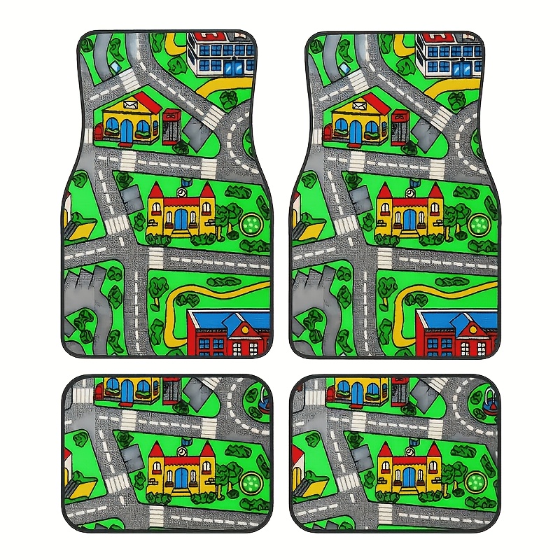 TEMU 2pcs/4pcs 90s Vintage Racing Track Durable Car Floor Mats, Automotive Interior, Suitable For In-car Use, Enhances Driving , Designed For Drivers