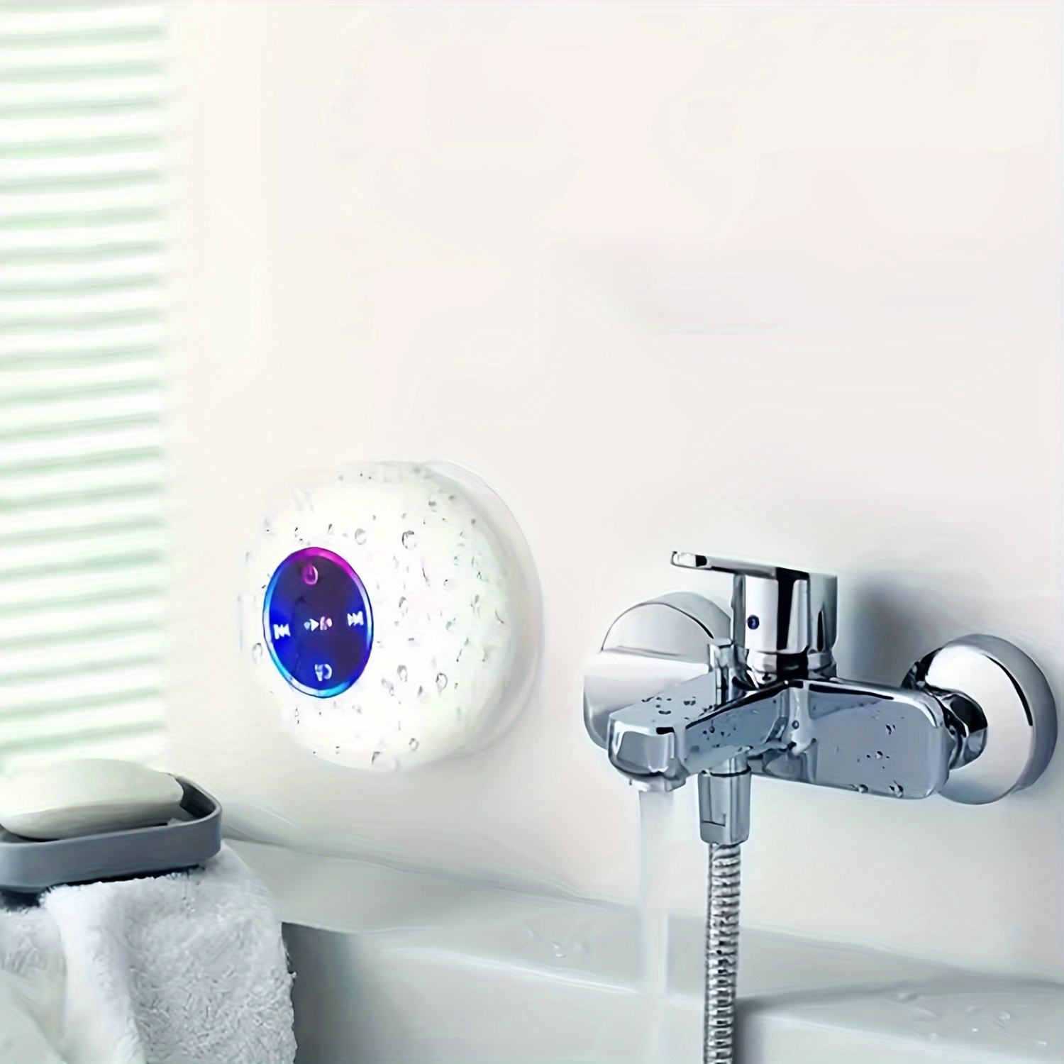 CUKBUG Wireless Speaker with Suction Cup Mount, IPX4 Shower Speaker Compatible for Smartphones/Tablets, - Portable Sound System for Bathroom, Pool, Car, Beach, Outdoor, Built-in Mic & for Parties (No Dock)
