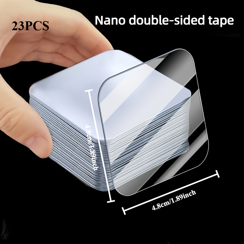 TEMU 23 pezzi di Nano Nastro Super , Nessuna Necessit� di Forare, Senza Chiodi, Nastro Adesivo Riutilizzabile, per Plastica, Vetro, Metallo, Pietra,