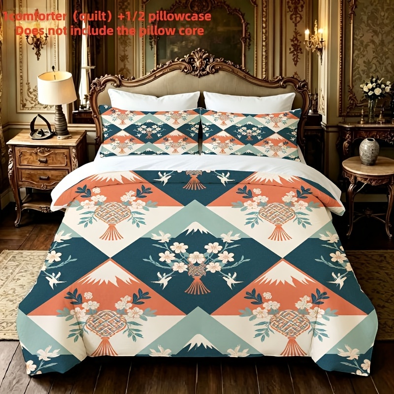 item picture quilt   use bedding single bed   soft and comfortable 2d flat cherry   chinese knot swallow triangular mountain shaped 2d flat