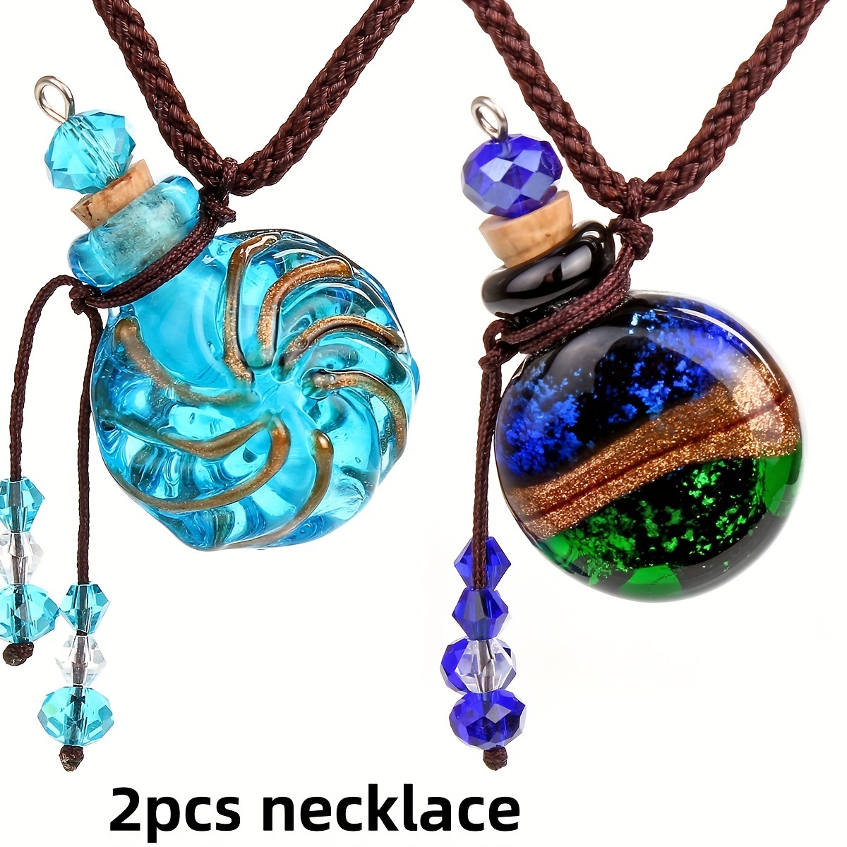 

2pcs Necklace Round Oil Pendants And Fragrances For Women