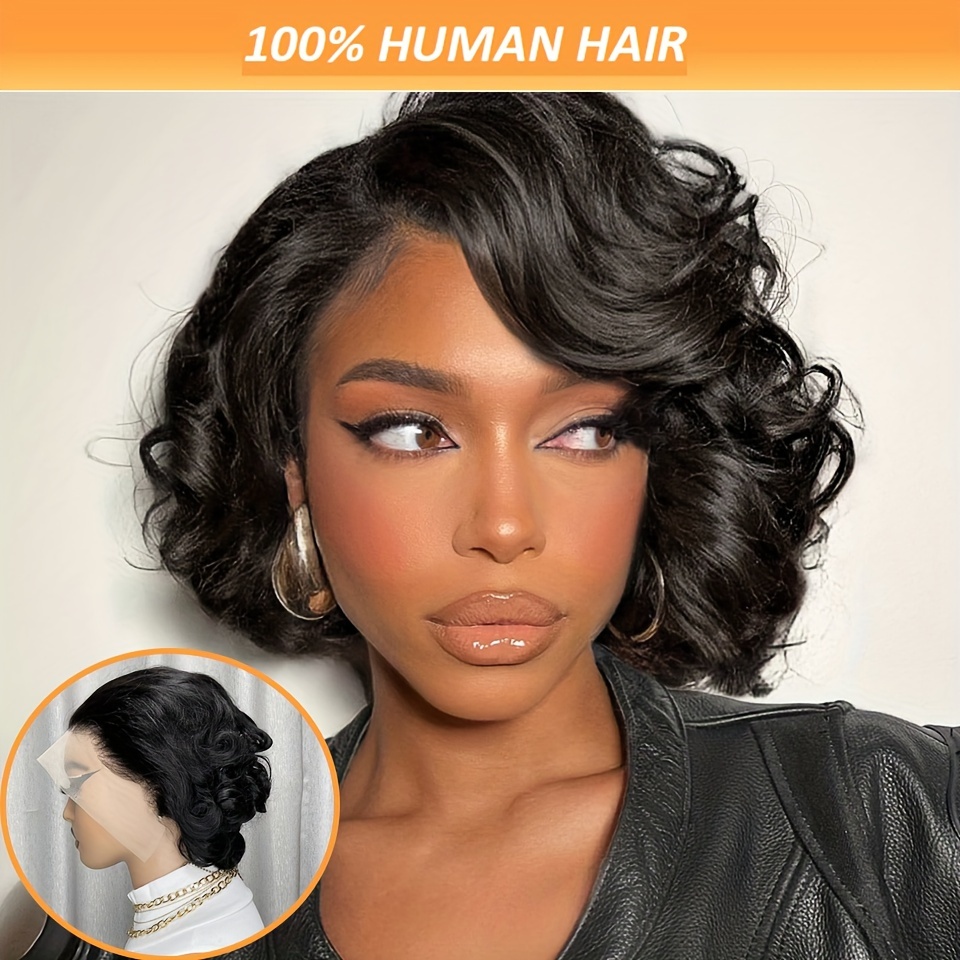 

Chic 10" Short Bob Wig For Women - Loose Wave, 13x4 Lace Front With Free Part, Bouncy & Springy Brazilian Remy Human Hair