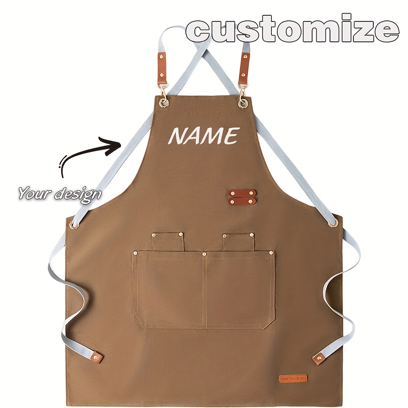 TEMU Customized Apron With Pockets For Men And Women - Personalized Name Customization, Suitable For Nail Technicians, Bakers, Gardeners, Service