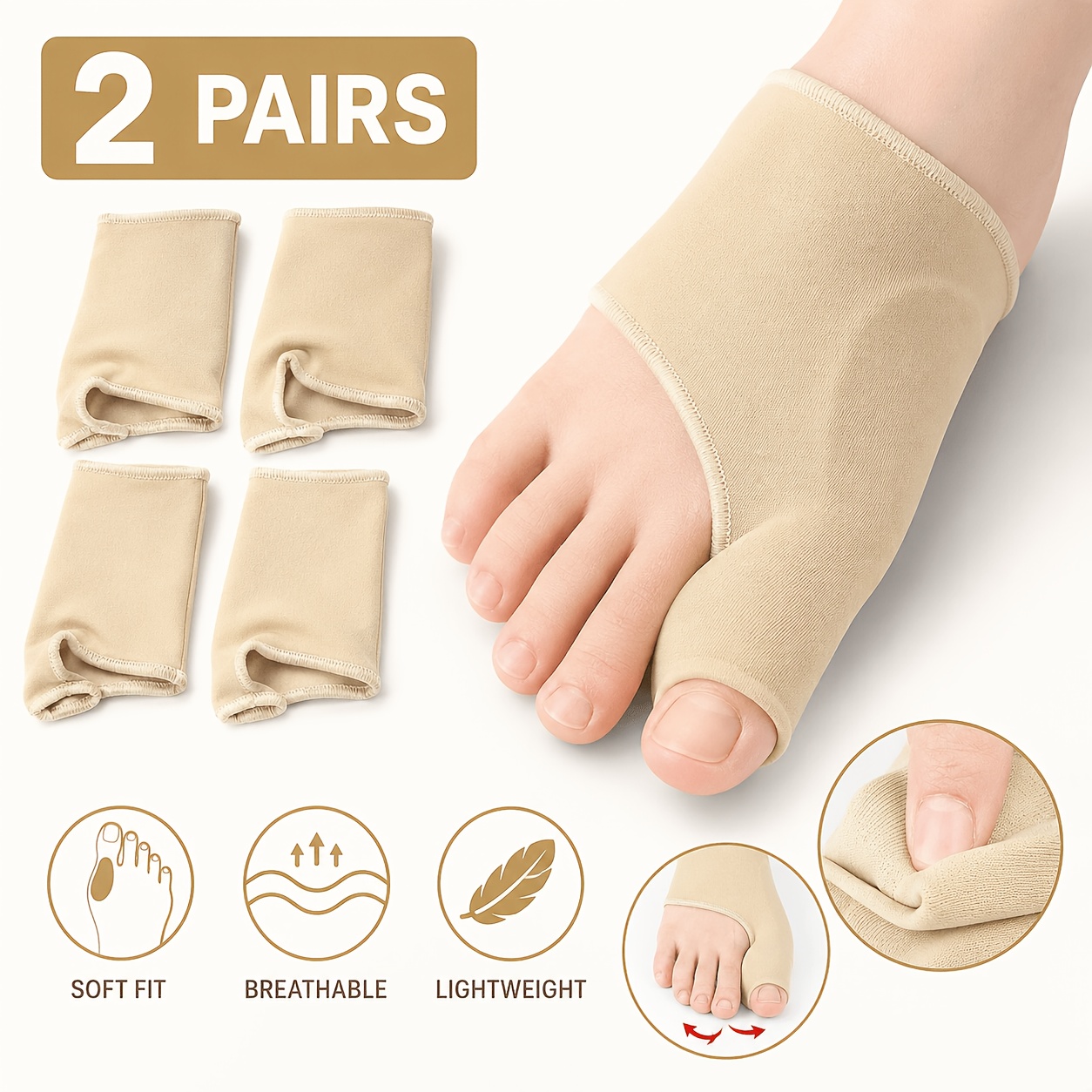 TEMU Big Toe Forefoot Covers, Fabric Toe Pads With Built- Cushioning, Reusable Shoe Foot Covers