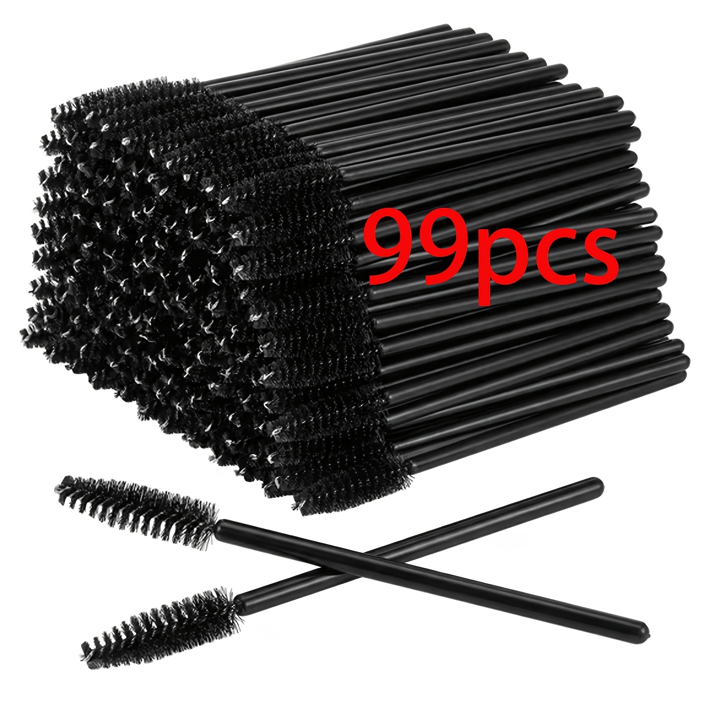 TEMU 99pcs Black Eyelash Brush Set, Adjustable Eyelash Brush Head Makeup Brushes, Suitable For Eyelash Extension And Eyebrow Black Eyelash Combs