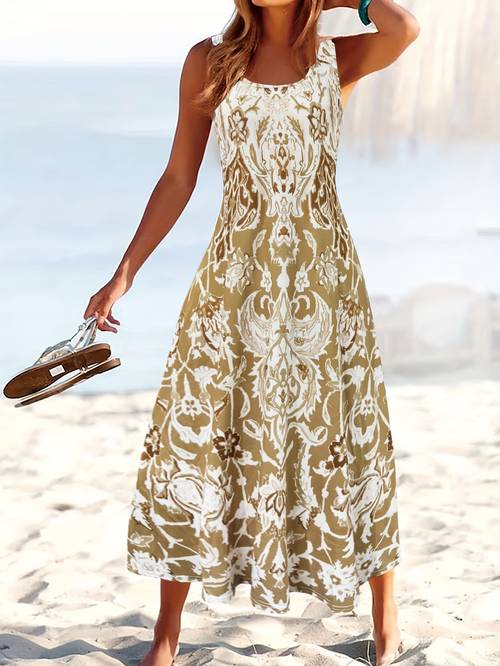 summer resort style flower print womens dress orientation