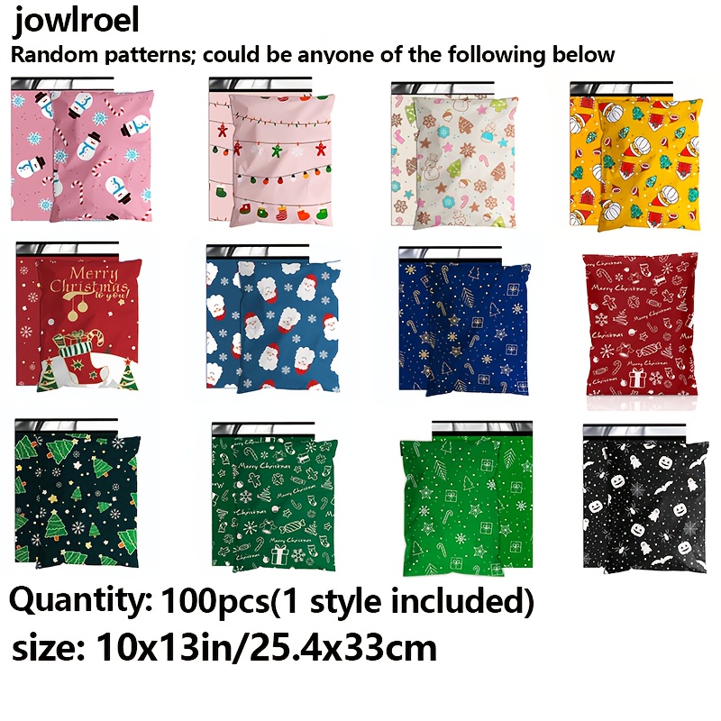 TEMU 100pcs/200pcs/300pcs Christmas Halloween Poly Mailers, Random Pattern, 10x13 Inches/26x33cm, And Tear Resistant Mailing Envelopes, Better To