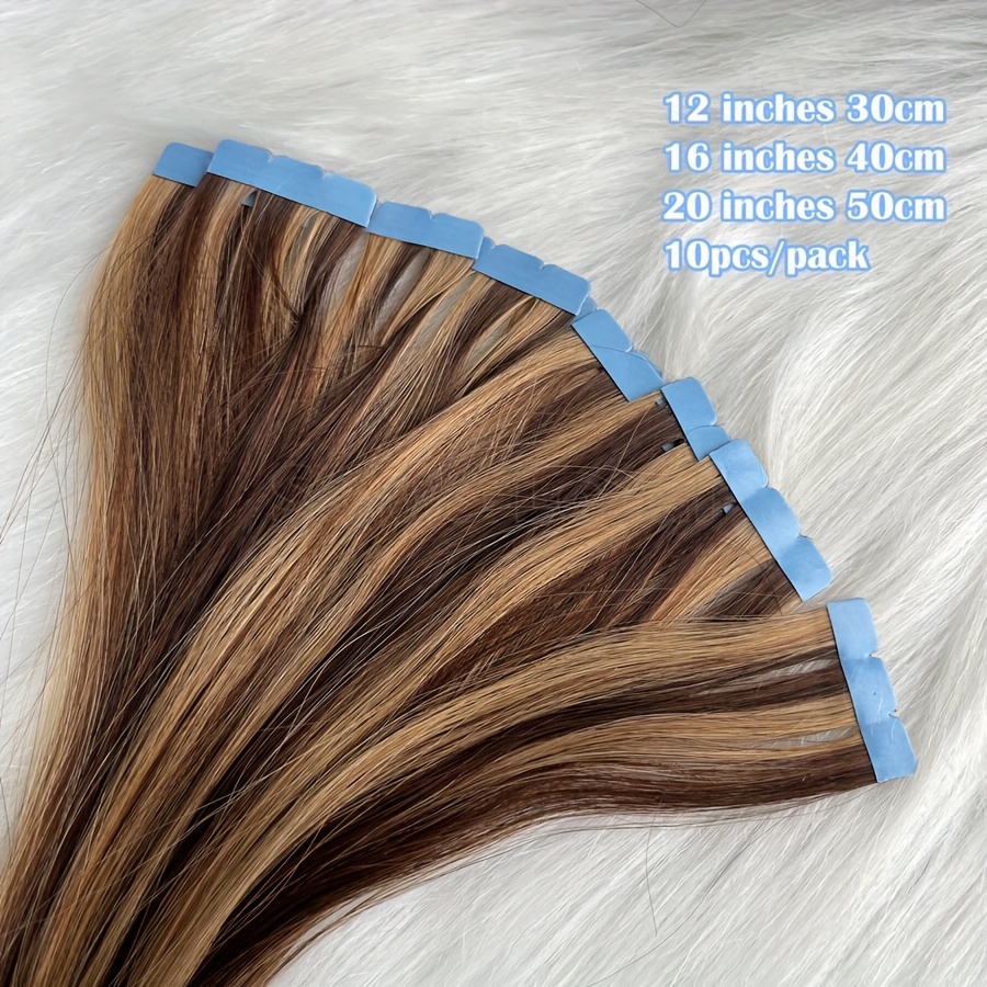 p4 27 mini tape in hair extensions balayage brown micro seamless invisible tape human hair for women 12 20 inches details 1