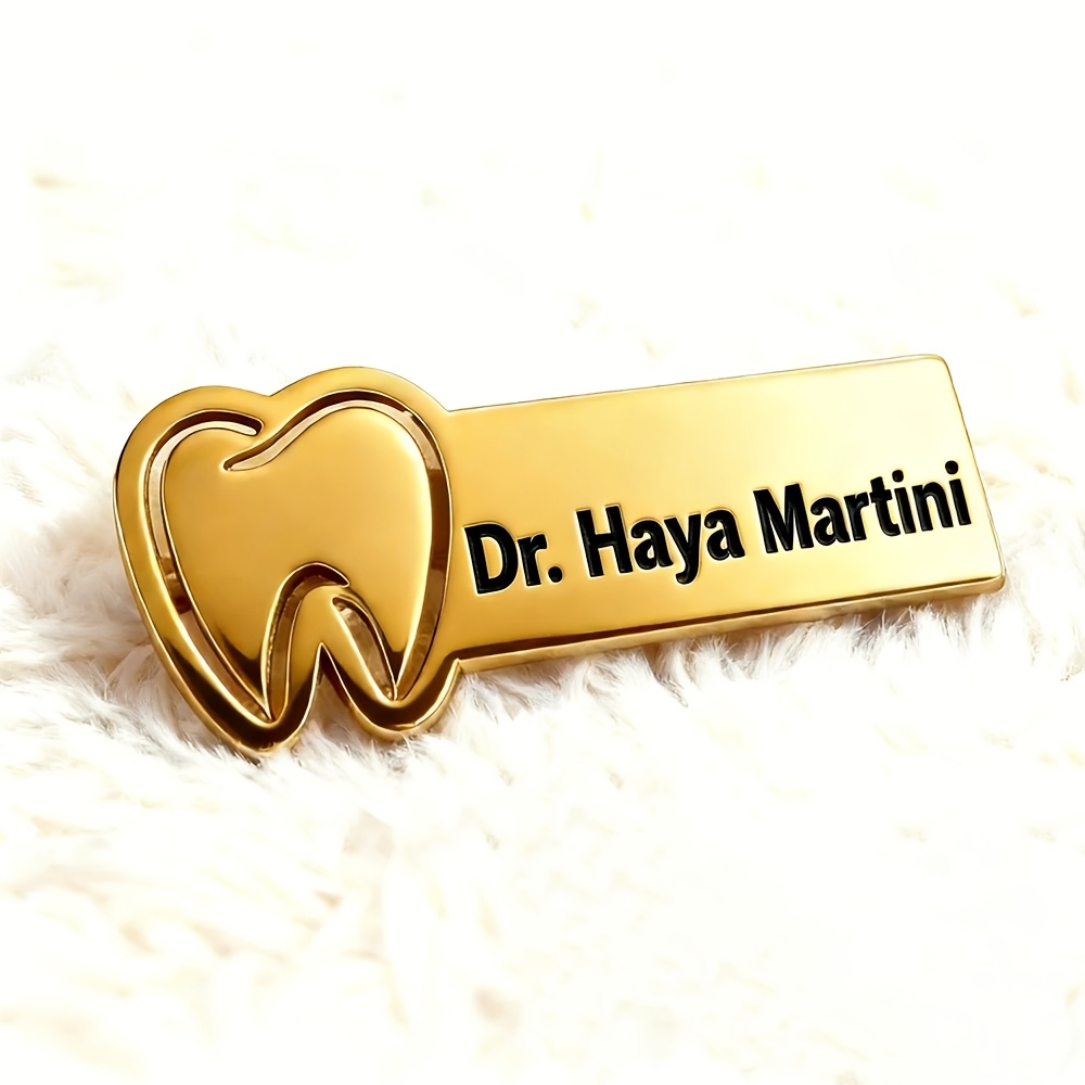 TEMU Personalized Dental Name Tag - Custom Tooth With Name/initials - Dentist Gift For, Nurse Week & Daily Wear - For Dentists & Hygienists -