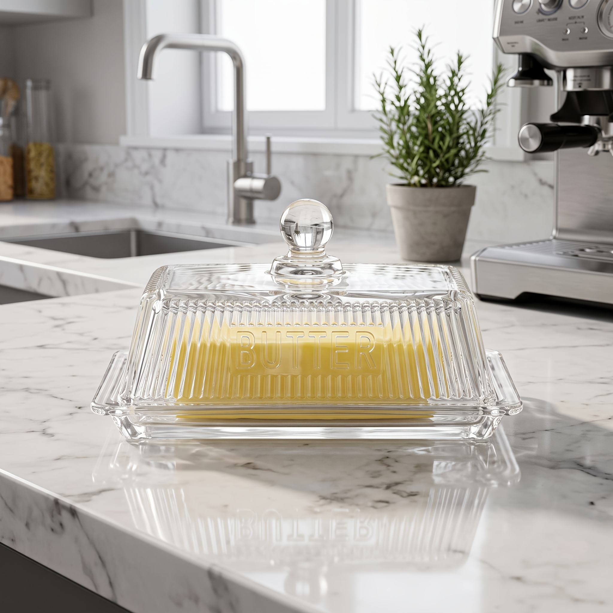 TEMU 1pc Glass Butter Dish, Household Kitchen Dining , , -keeping Storage Container, Food Storage Jar, Fresh-keeping Box, Suitable For Weddings,