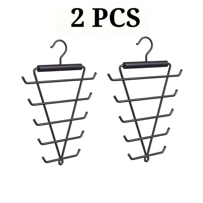 TEMU 2pcs Metal And Wood V-shaped Hangers, Double-sided With Hooks For Hanging, Reinforced Thickened Heavy-duty Hanger - Anti-slip, Space-saving