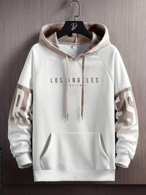 mens los angeles 3d printed hooded sweatshirt autumn and winter street color blocking sport hooded sweatshirt outdoor casual sport long sleeved hooded sweatshirt top halloween