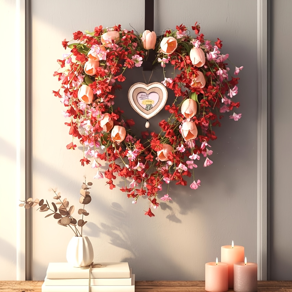 inch floral wreath featuring pink tulips