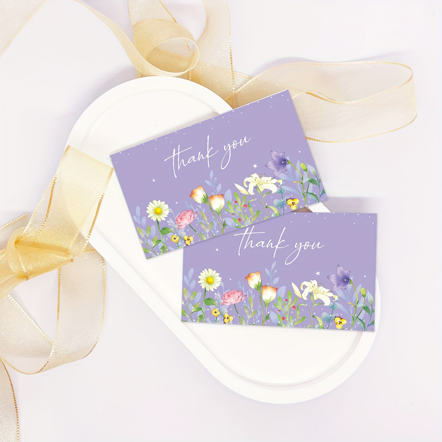 

50pcs Thank You Cards Small Business Flat Card No Fold, 2.12x 3.54 Inches Gift Packaging Thank You Card, Thank You For Cards For Birthday, Wedding, Graduation, Gift Cards