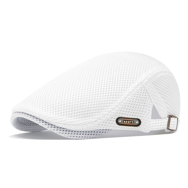 TEMU Gorro hueco de malla con visera de , boina transpirable, estilo coreano moderno, sombrero de sol para mujer, sombrero de color sólido para