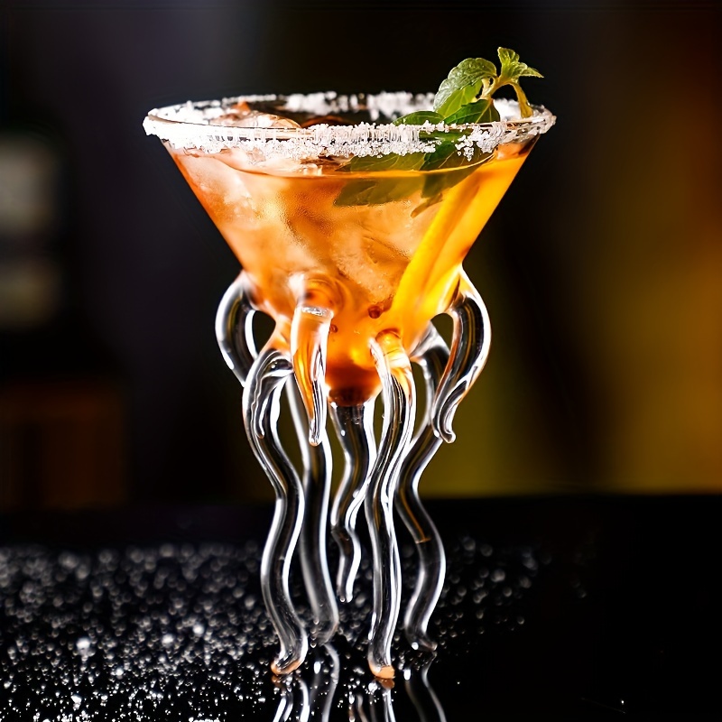 octopus inspired glass cocktail cup reusable handwash only perfect for home bars cold drinks details 0