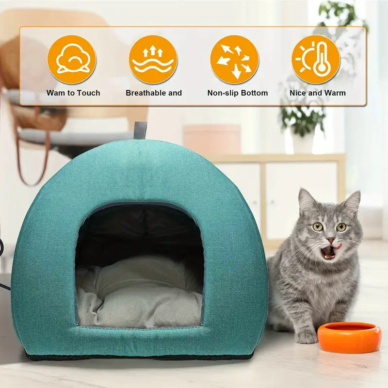 cozy cat cave bed for indoor cats soft removable washable cushioned pillow no assembly needed cat tent house for small medium pets pet bed furniture Product details 0