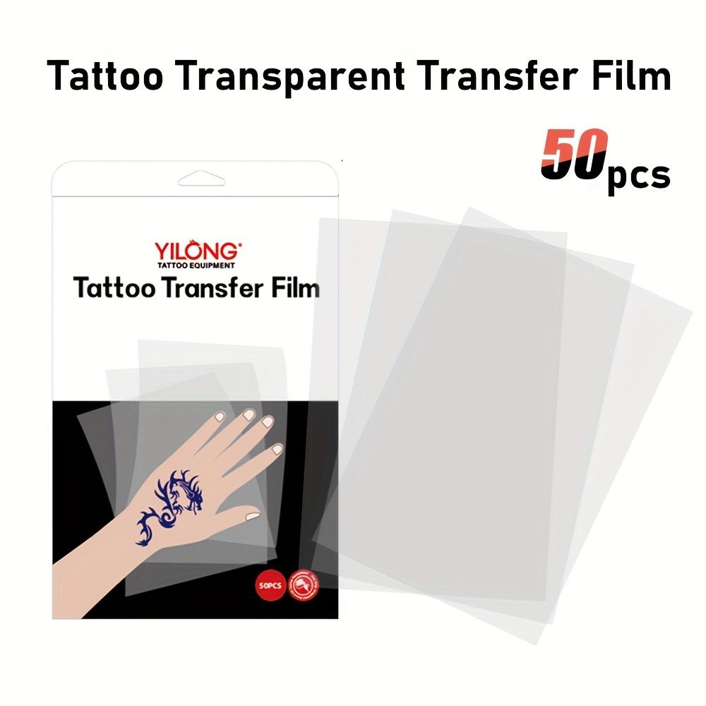 

50-pack Tattoo Transfer Paper, Transparent Tracing Film For Tattoo Stencils, Clear Pattern Tattoo Transfer Sheets, Template Accessories For Tattoo Artists