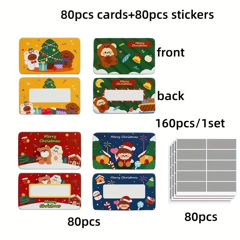 Image of 160pcs/set Contains 80 Christmas With 80pcs Covered Stickers - Revealing Hidden Information, Santa Claus, , Merry Christmas - Suitable For Santa Claus, Party Gifts