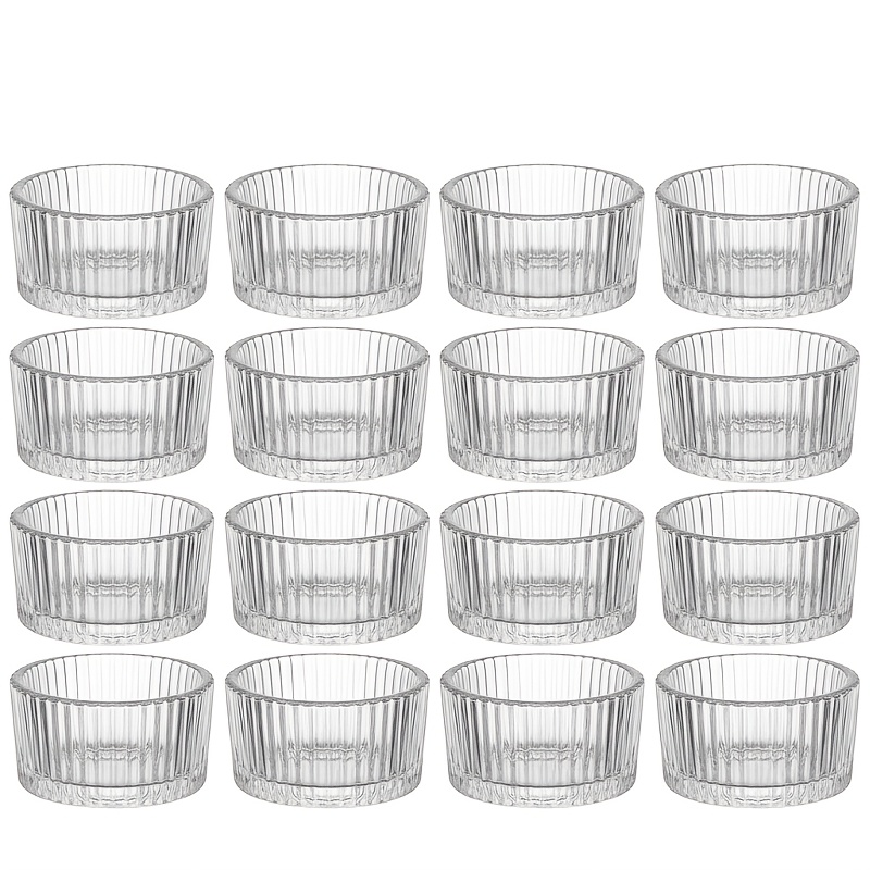 TEMU 16pcs Transparent Vertical Stripe Wish Candle Holders, ' Bathroom Decor, Tea Party Table Decoration, Valentine's Day Gift, Mother's Day, Bridal