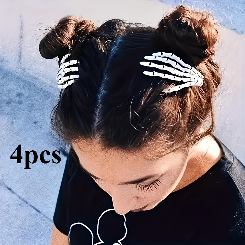 TEMU 4pcs Set Skull Claw Hairpin, Halloween Horror Theme, Cosplay Headwear