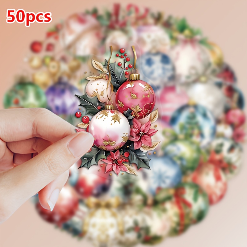 Image of 50pcs Transparent Christmas Bell Stickers, Pet Christmas Themed Decals, Suitable For Diy Phone Cases, Computers, Skateboards, Guitars, And Doodle Stickers