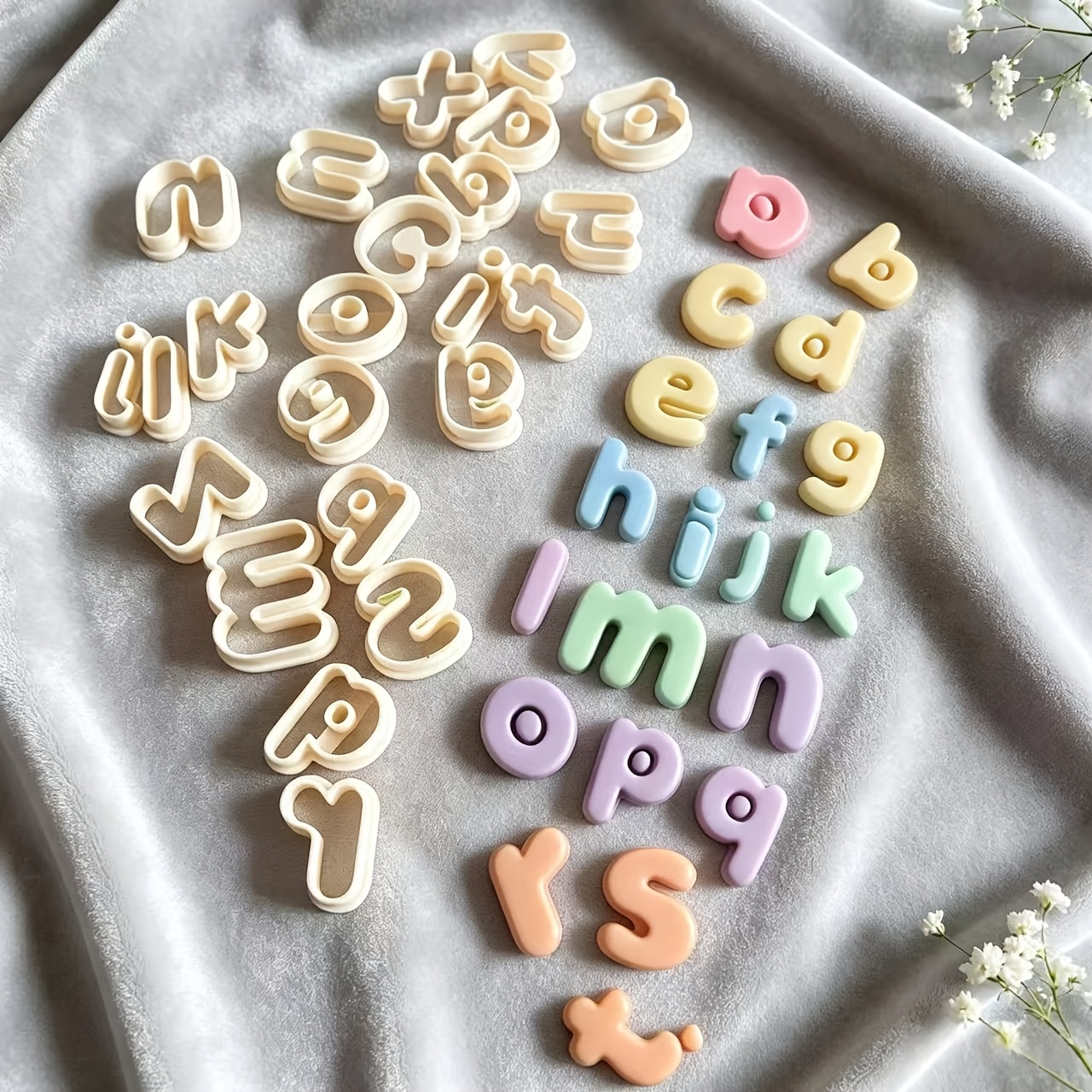 TEMU Stampini per Lettere 'Alfabeto Inglese per Pasta Polimerica - Tagliapasta Fai da Te per Gioielli con Lettere Maiuscole e Minuscole - Adatti per