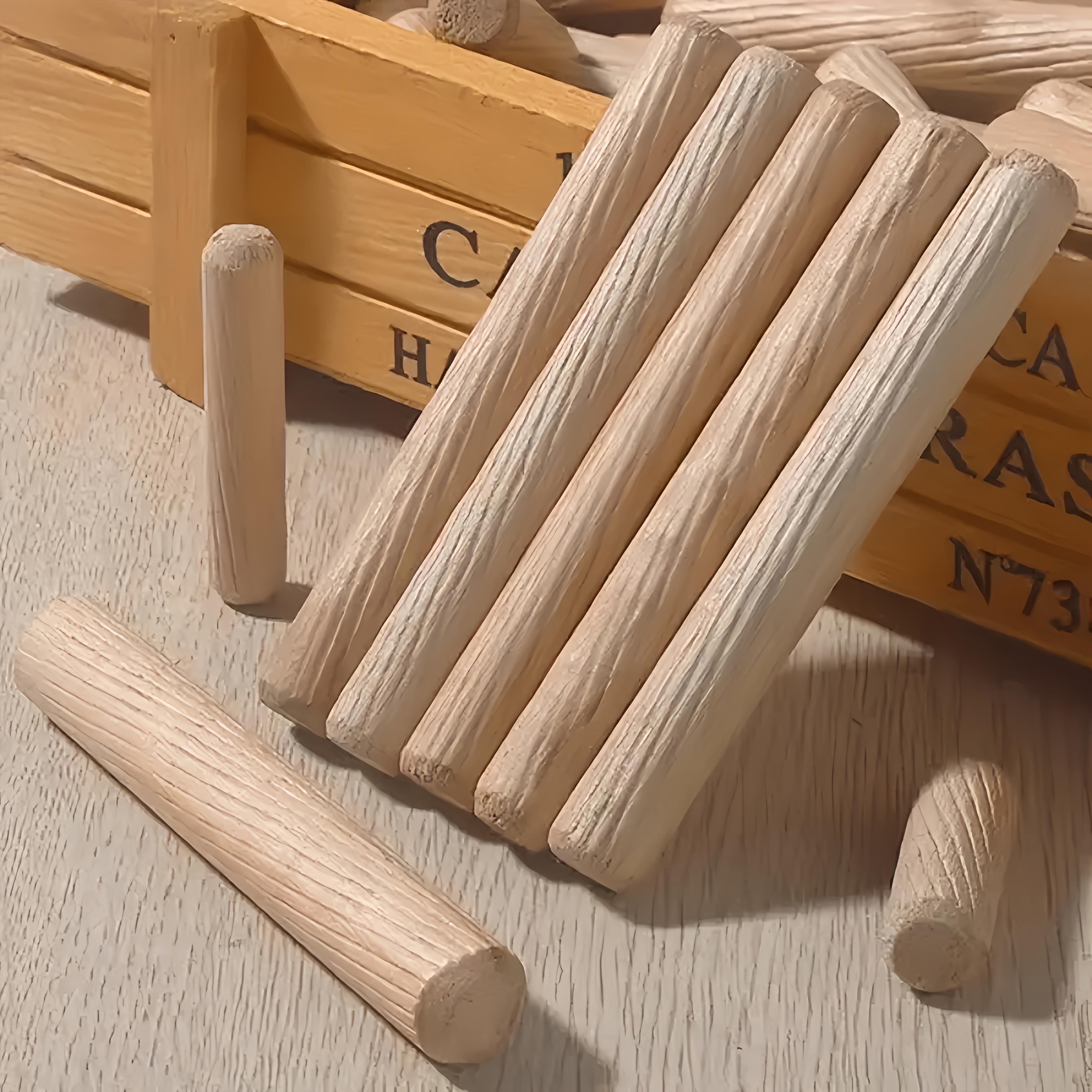 80pcs Set of Large Size 100mm x M8/M12 Wood Dowels, Hardwood Pegs with   for Crafts   Making