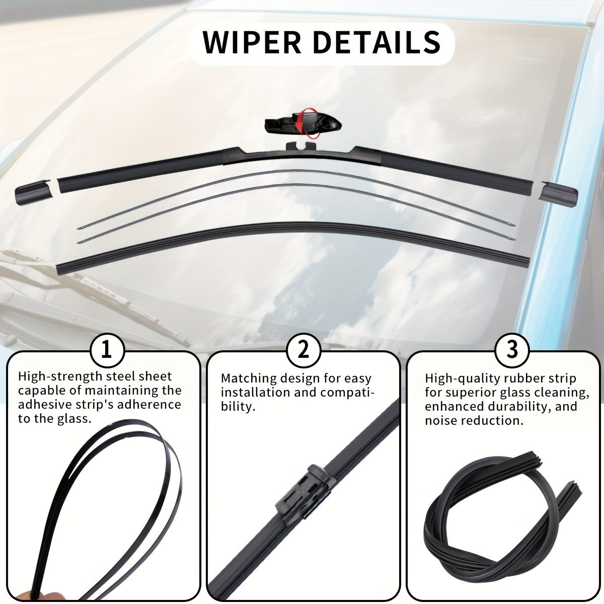 

For Tesla Windshield Wiper Blade Durable, Stable, Quiet Wiper, Easy To Install, Fits Model-y, Fits For Model-3