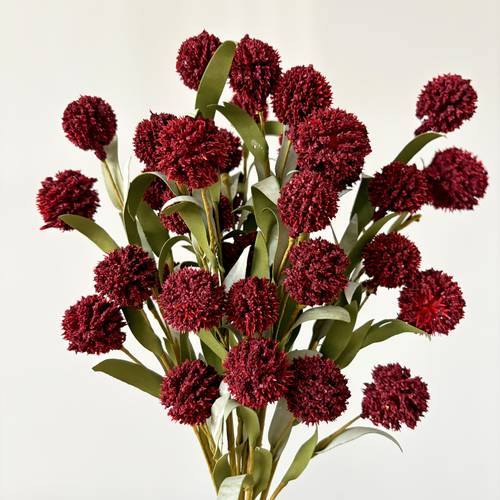 Artikelbild herbstfest künstliche blumen, 3-teiliges set mit künstlichen weinrot-gelben löwenzahn-hortensien-stielen, handgedrehten blumenzweigen, dekoration, herbstfest dekoration, thanksgiving dekoration, heimdekoration, partydekoration