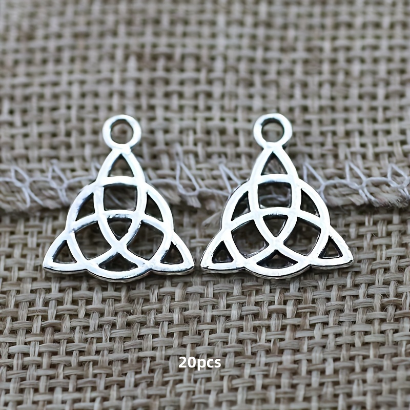 10/20pcs Of Antique Silvery Celtic Charm Pendants For Earrings, Necklaces, Bracelets, And Handmade Jewelry Additions, Measuring 16x14mm