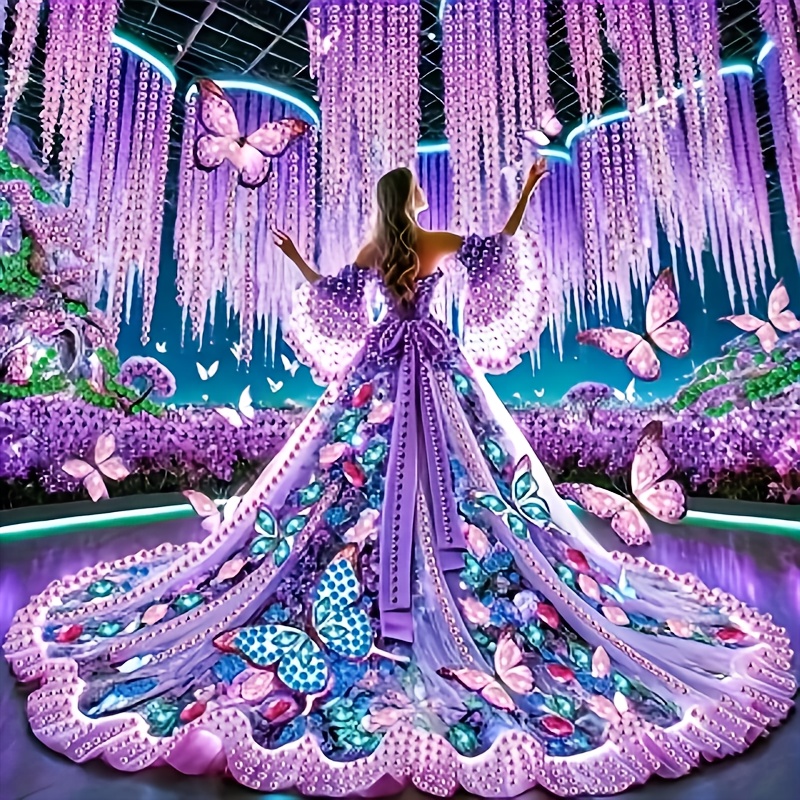 Image of A Shaped Diamond 5d Princess Dress Diamond Painting Kit - -themed Art Canvas Craft Set Suitable For Beginners And Adults - A Creative Gift For Home And Office Wall Decoration