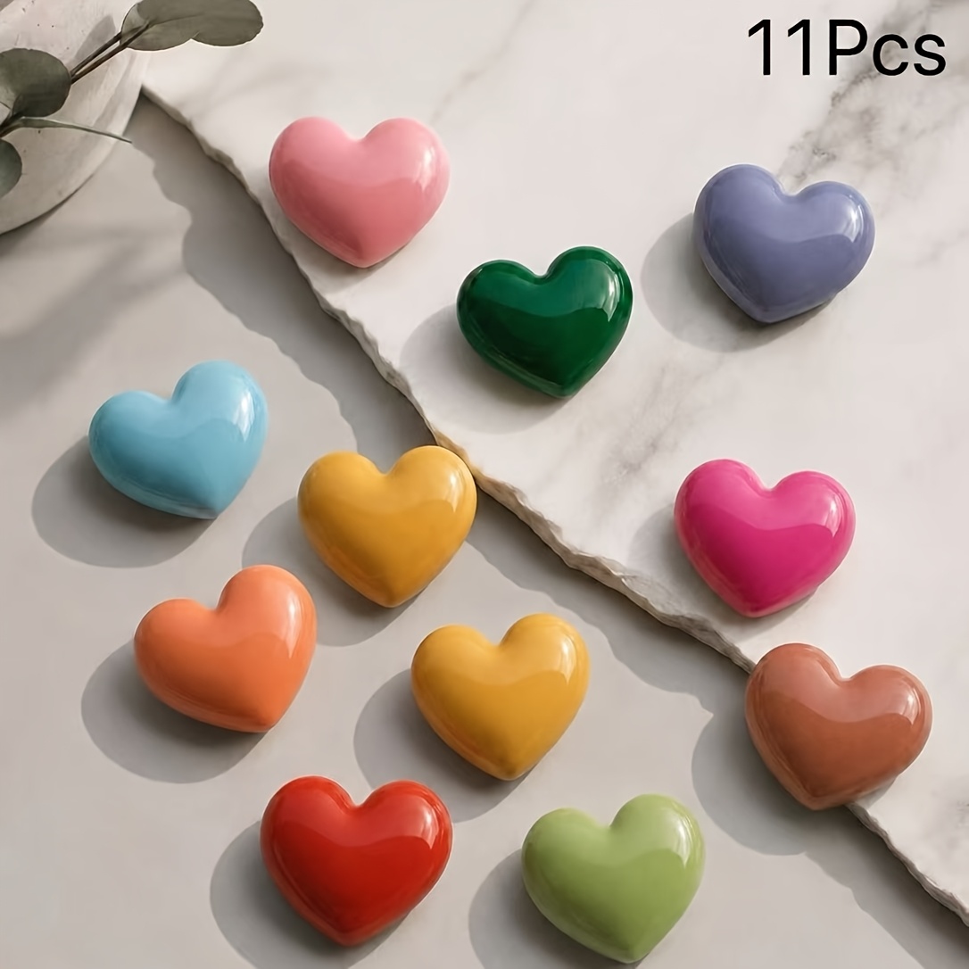 TEMU 11 magneti da frigorifero a forma di cuore, bellissimi magneti decorativi, cucina, ufficio, lavagna , armadietto e lavastoviglie, adesivi
