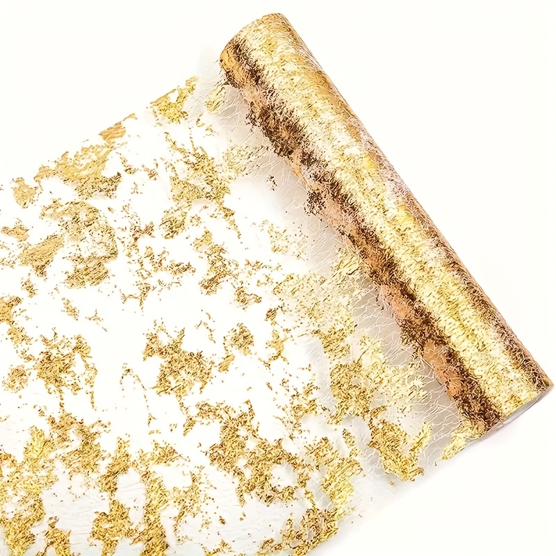 TEMU 1 Rolle Goldfolien-Tischläufer - Stilvoll und Tischtuch 28*300cm Geeignet für Desktop-Dekoration, Weihnachten, Valentinstag, Geburtstagsfeier,