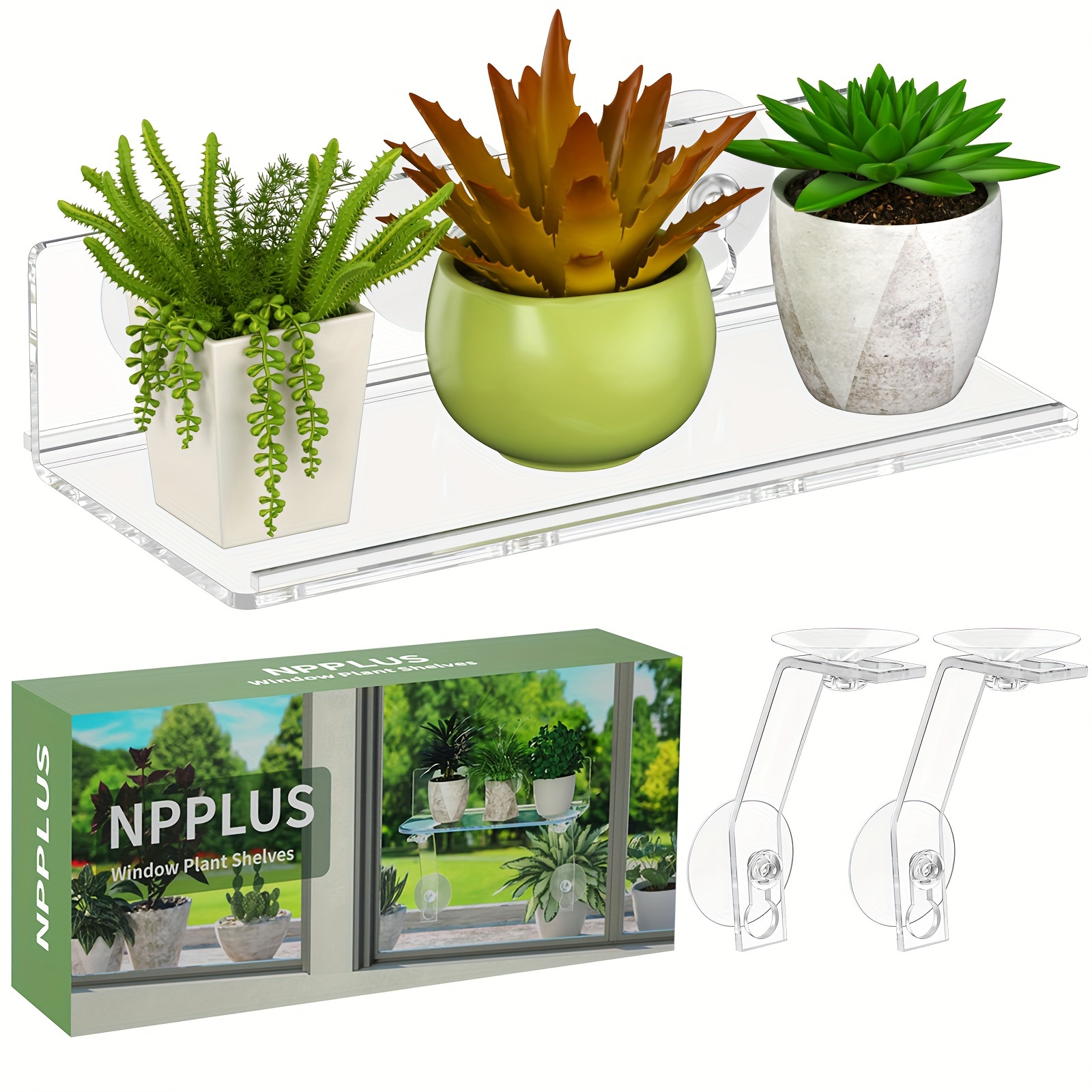 

1/2pcs Clear Acrylic Window Plant Shelf With Suction Cups, 12" Indoor Garden Stand For , , Succulents - Installation, Material