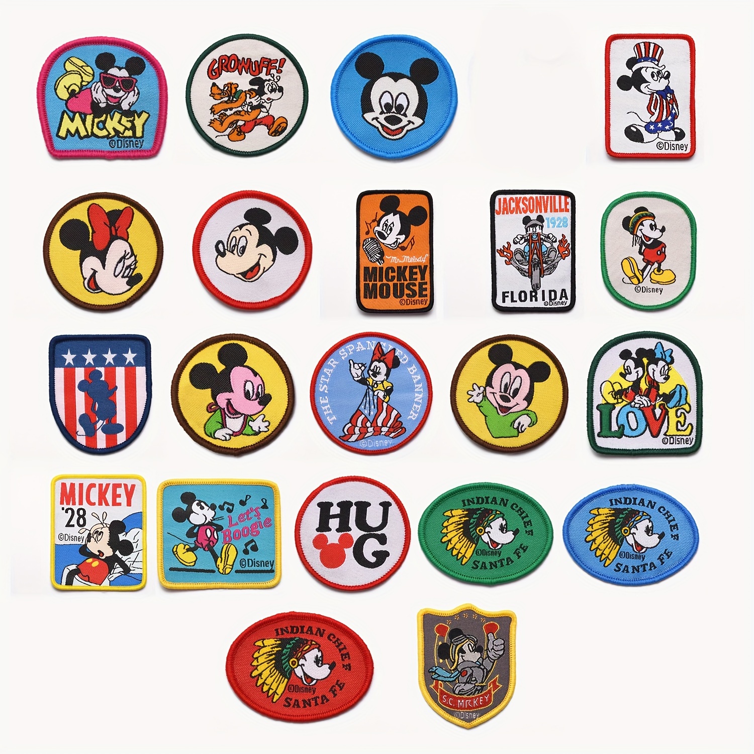 

21pc Disney Embroidery Patches Set, Iron-on Embellishments, Cartoon Character Appliques For Clothing, Bags & Diy Crafts