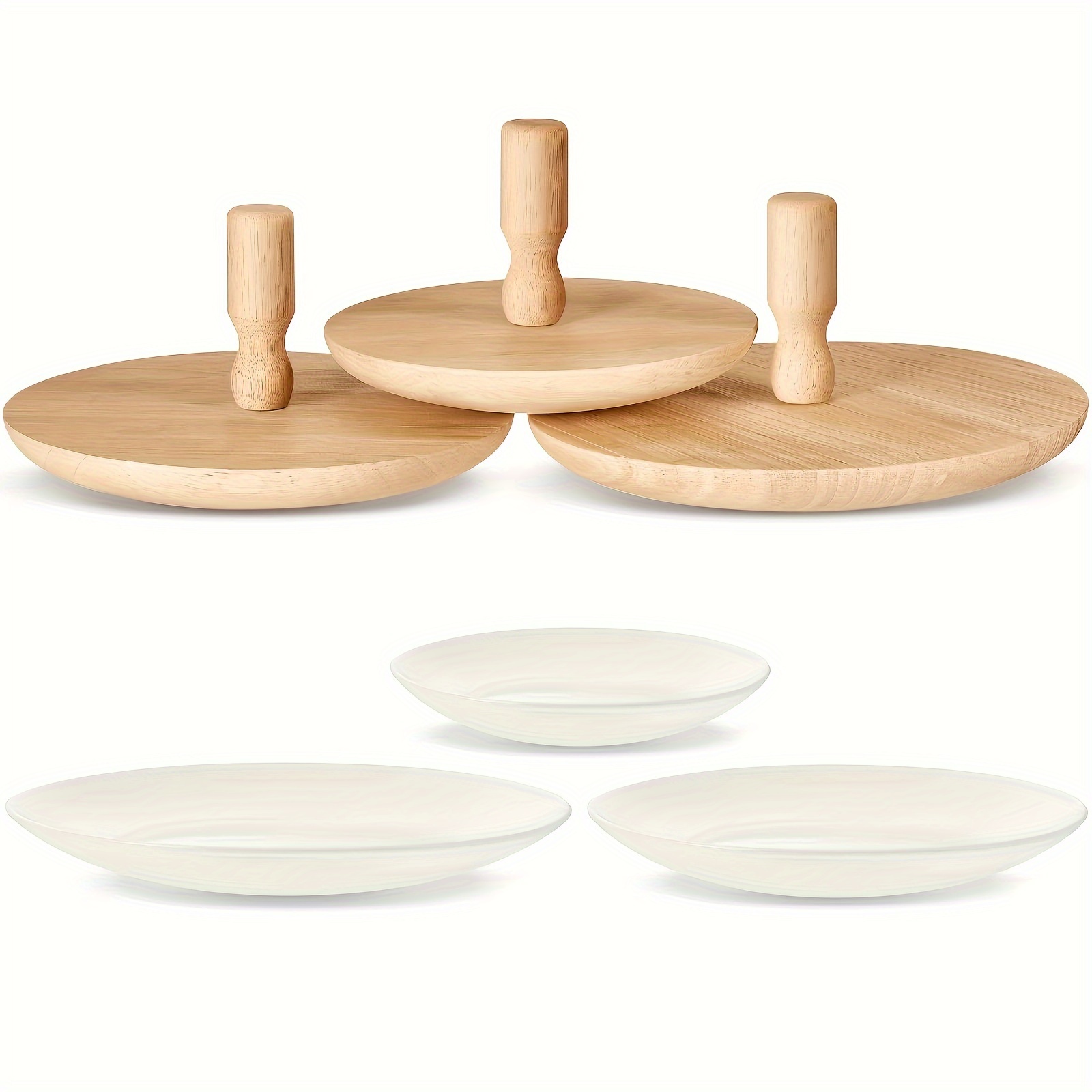 

Set Of Wooden Clay Mold Pieces In 7.5", 8.5", And 9.5" Diameters - Perfect For Pottery And Crafts