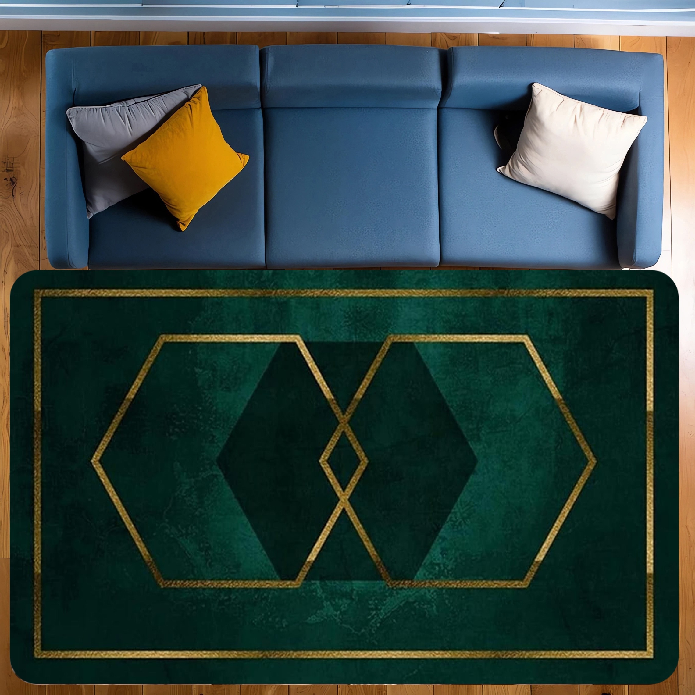 TEMU Luxurious Vintage Green Pattern Area Rug - Soft, Non-slip, Machine Washable For Bedroom, Living Room, Dorm Decor - 1pc